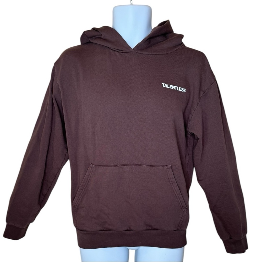 Talentless Men’s Pullover Hoodie S Kangaroo Pocket 100% Cotton Brown